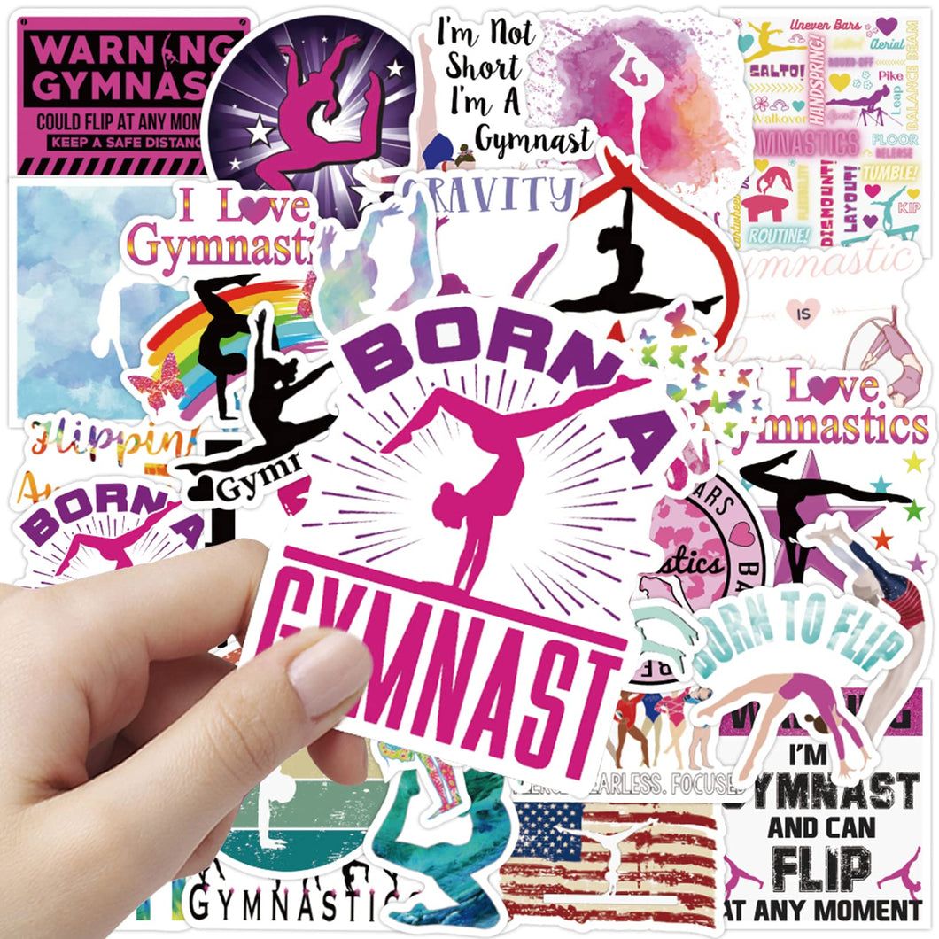 100 PCS Gymnastics Stickers, Gymnastics Gifts Stickers for Laptop, Water Bottles, Luggage, Computer, Cell Phone